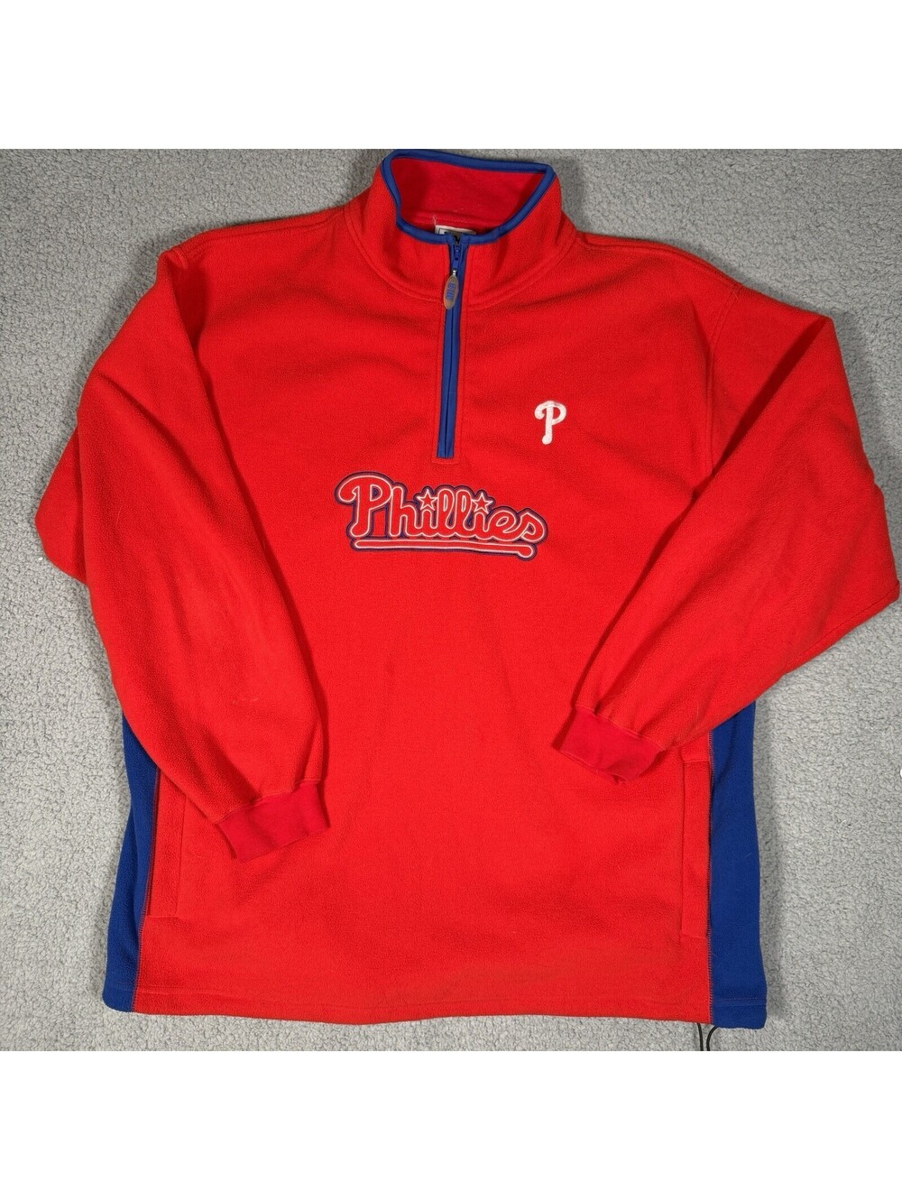 Vintage Lee Sports Philadelphia Phillies Pullover 1/4 Zip Fleece Red Size XL